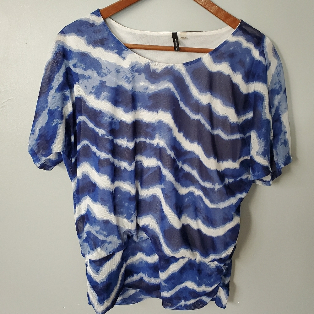Amanda Green Blue Scoop Neck Blouse Size M